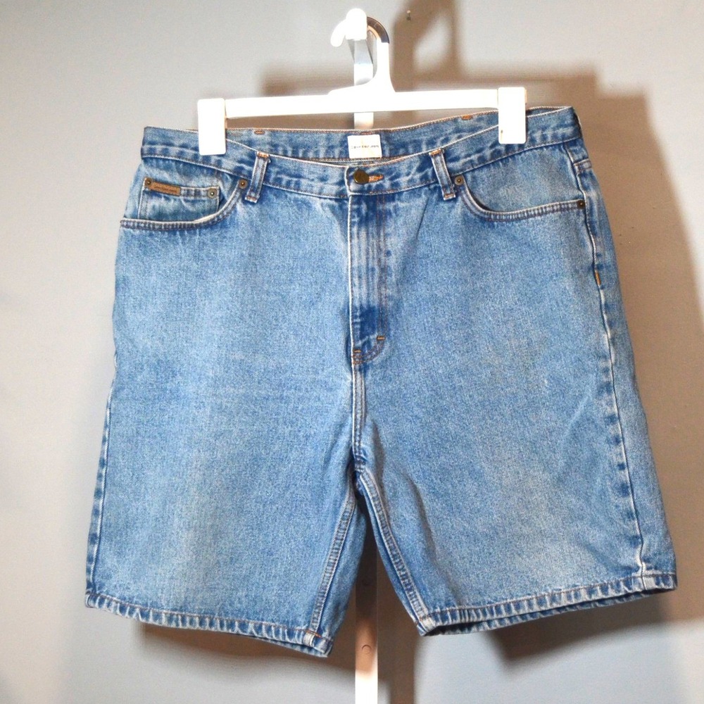 Calvin Klein Shorts Medium Wash 5-Pocket Design Button/Zip 100% Cotton Dad Style